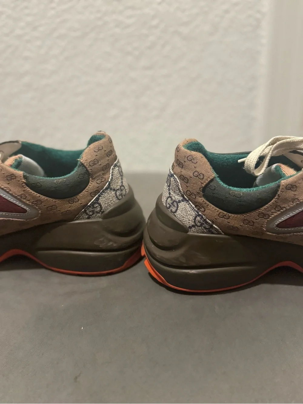 Gucci Multicolor GG Monogram Runner Sneakers - Burgundy, Beige, Teal, Orange - Picture 4 of 9
